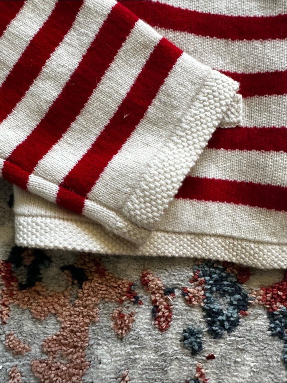 Striped Red & White Knit Button Cardigan - Picture 8 of 13